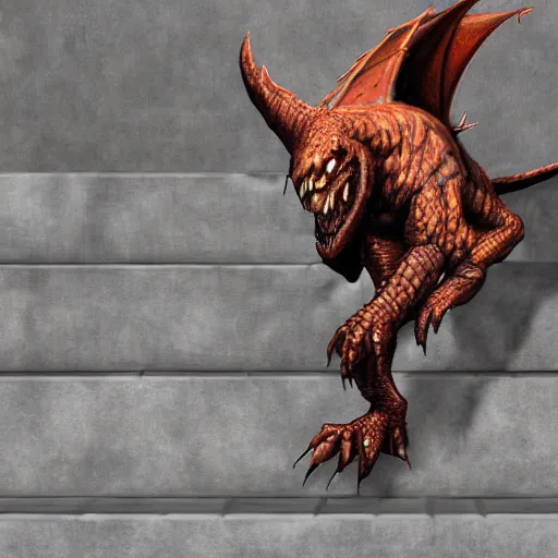 Image similar to digital painting of a dragonborn falling down the stairs, ultra realistic