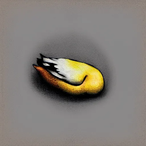 Prompt: duck sleeping on a giant mushroom digital drawing