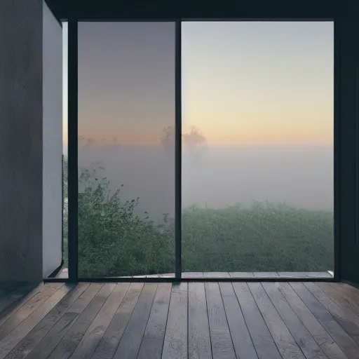 Prompt: Photorealistic window open to infinite space, octane render, HD, volumetric lighting, mist, twilight, high details