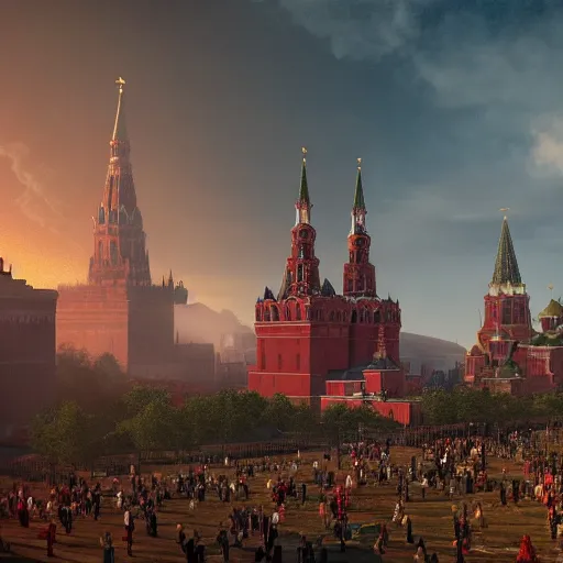 Prompt: huge explosion in Red Square Kremlin in the form of <cotton plants>, beautiful dynamic lighting, cinematic, establishing shot, extremely high detail, photo realistic, cinematic lighting, post processed, concept art, artstation, matte painting, style by frederic church, raphael lacoste, unreal engine 8k