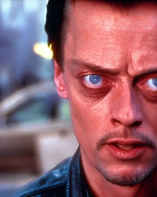 Image similar to film still close - up shot of steve buscemi in the movie terminator 2. photographic, photography