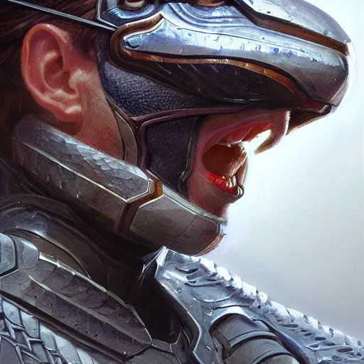 Image similar to snake as a realistic fantasy knight, closeup portrait art by donato giancola and greg rutkowski, realistic face, digital art, trending on artstation, symmetry!!