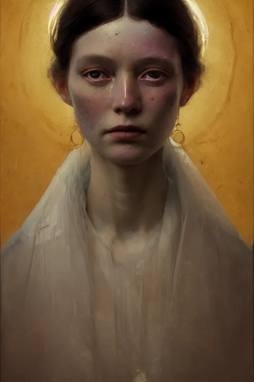 Prompt: of beautiful female, imperil, beauty portrait by greg rutkowski, hilma af klint, moebius, victo ngai, sharp focus, global illumination, highly detailed, masterpiece, award winning, post processing