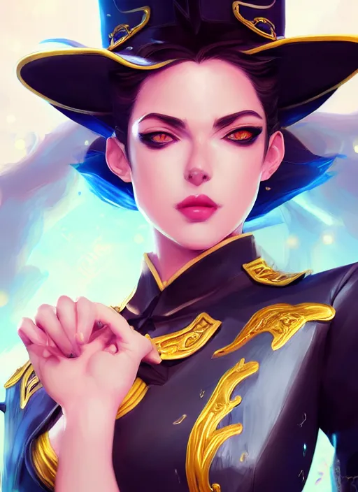 Image similar to a highly detailed illustration of beautiful girl cosplaying jotaro kujo, hyperdetailed perfect face, dramatic pose, intricate, elegant, highly detailed, centered, digital painting, artstation, concept art, smooth, sharp focus, league of legends concept art, wlop.