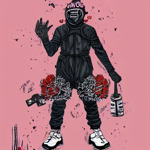 Image similar to balenciaga campaign in the style of dorohedoro