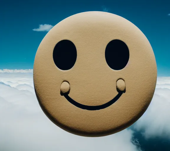 Image similar to a giant smiley face emoji engulfs a whole kingdom and reaches above the clouds. intricate. lifelike. soft light. sony a 7 r iv 5 5 mm. cinematic post - processing