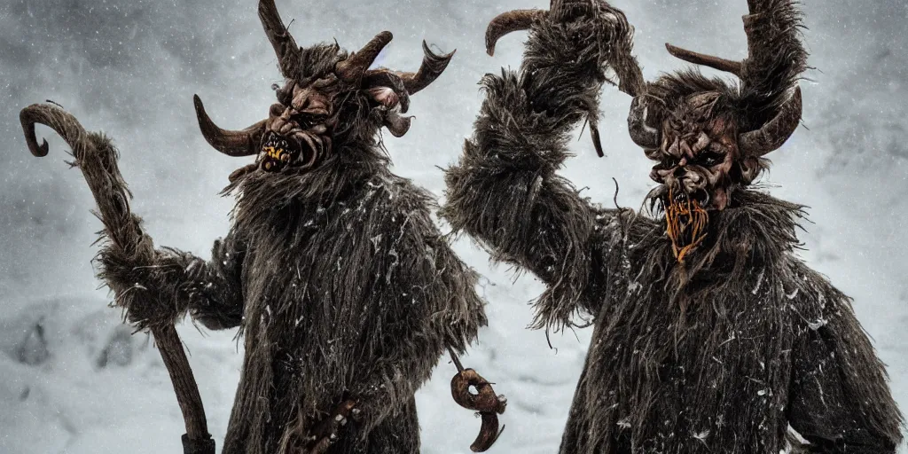 Image similar to alpine farmer transforming into a krampus ,roots and hay coat, dolomites in background, dark, eerie, despair, portrait photography, artstation, highly detailed, sharp focus, by cronneberg