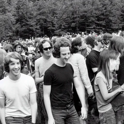 Image similar to photograph of mark zuckerberg at powder ridge rock festival, 1 9 7 0