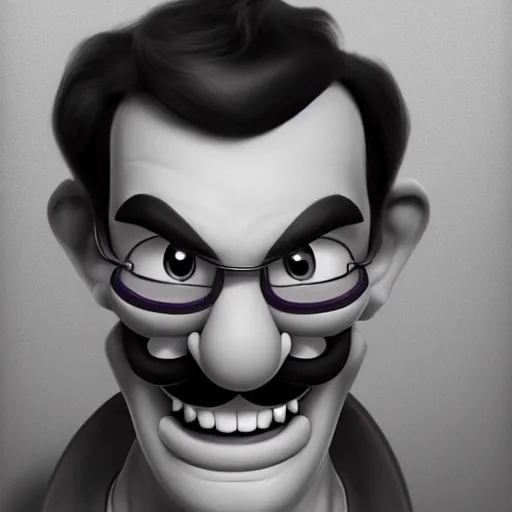 Prompt: Waluigi in real life, realistic, very realistic, hyperrealistic, highly detailed, very detailed, extremely detailed, detailed, digital art, oil painting, trending on artstation, headshot and bodyshot, detailed face, very detailed face, extremely detailed face, HD Quality, 8k resolution