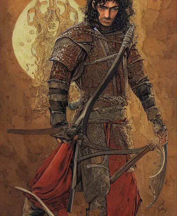 Prompt: a beautiful young medieval warrior, by asaf hanuka, by karol bak, by tony diterlizzi, colored pencil, fine art