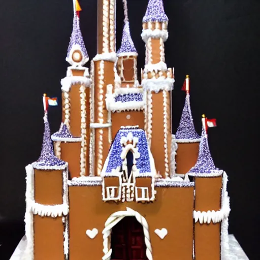 Image similar to disney world castle as a gingerbread house.