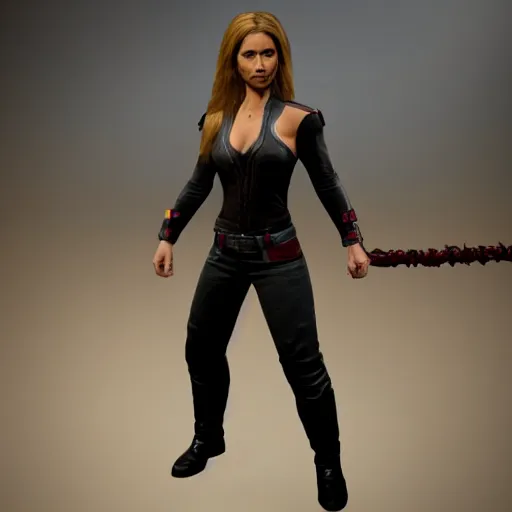 Prompt: Buffy Summers 3D character model in Mortal Kombat 11