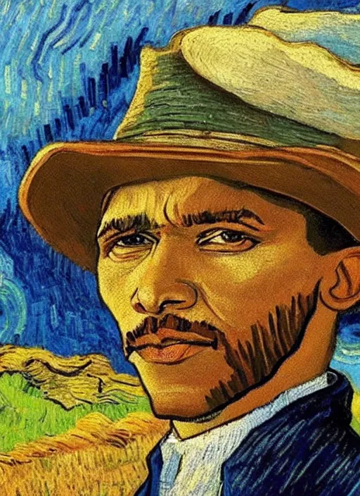 Image similar to Painting of Barack Obama as a farmer by Vincent van Gogh