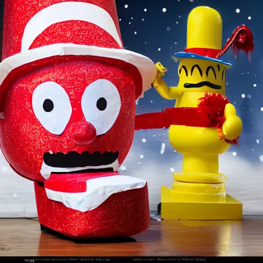 Prompt: a real life mr peanut being crushed to death by a huge nutcracker. he is in excruciating pain. high definition. extremely gory. graphic horror. ultra realistic. vhs quality.