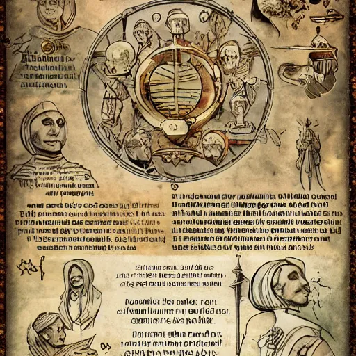 Image similar to A world where humanity remained loyal to archaic forces, and what followed was an unprecedented era of spiritual alchemy, Infographic and Marginalia, Artstation, epic