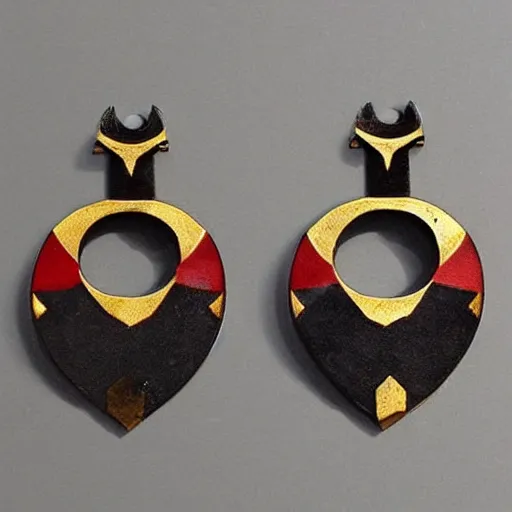 Image similar to segmented 2d earrings, horde symbols, from world of warcraft