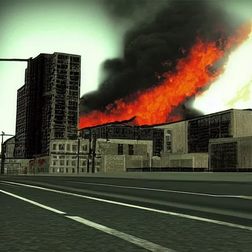 Image similar to “ a still of gojira, gta iii graphics aesthetic ”