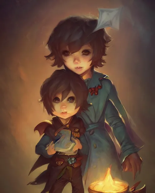 Image similar to cute little anthropomorphic akechi and makoto, cute and adorable, pretty, beautiful, dnd character art portrait, matte fantasy painting, deviantart artstation, by jason felix by steve argyle by tyler jacobson by peter mohrbacher