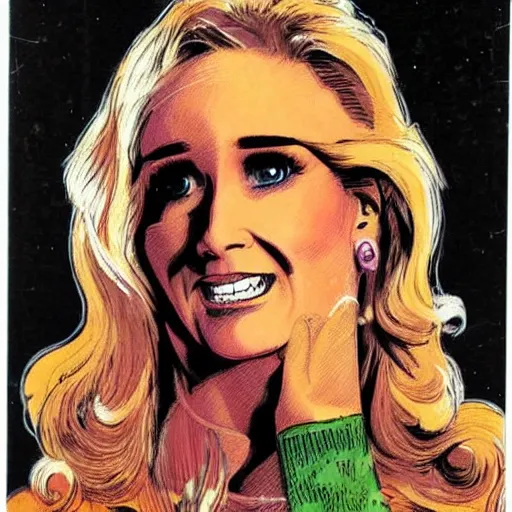 Image similar to a 1 9 8 0 s comic book painting of kim richards