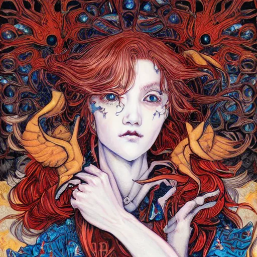 Prompt: a painting in the style of ayami kojima and in the style of james jean.