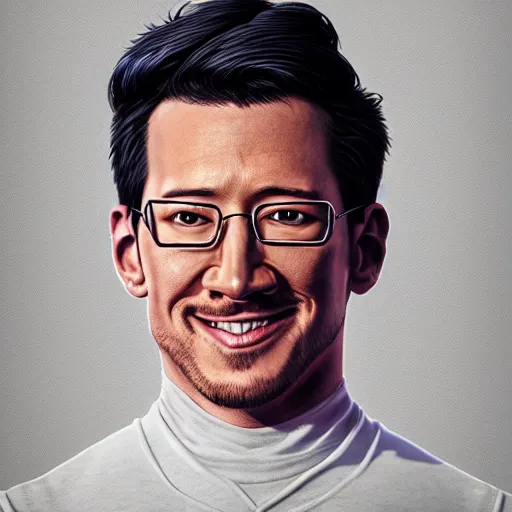 Image similar to portrait of markiplier wearing a skintight suit, an ultrafine hyperdetailed illustration by tooth wu and wlop and beeple and greg rutkowski, trending on artstation, highly detailed, 4 k, 8 k