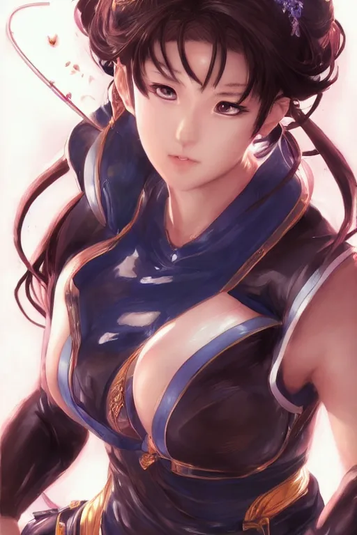 Image similar to A semi realistic anime portrait of Chun li, by Stanley Artgerm Lau, WLOP, Rossdraws, James Jean, Andrei Riabovitchev, Marc Simonetti, and Sakimichan, tranding on artstation