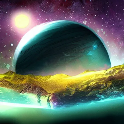 Image similar to exotic alien planet