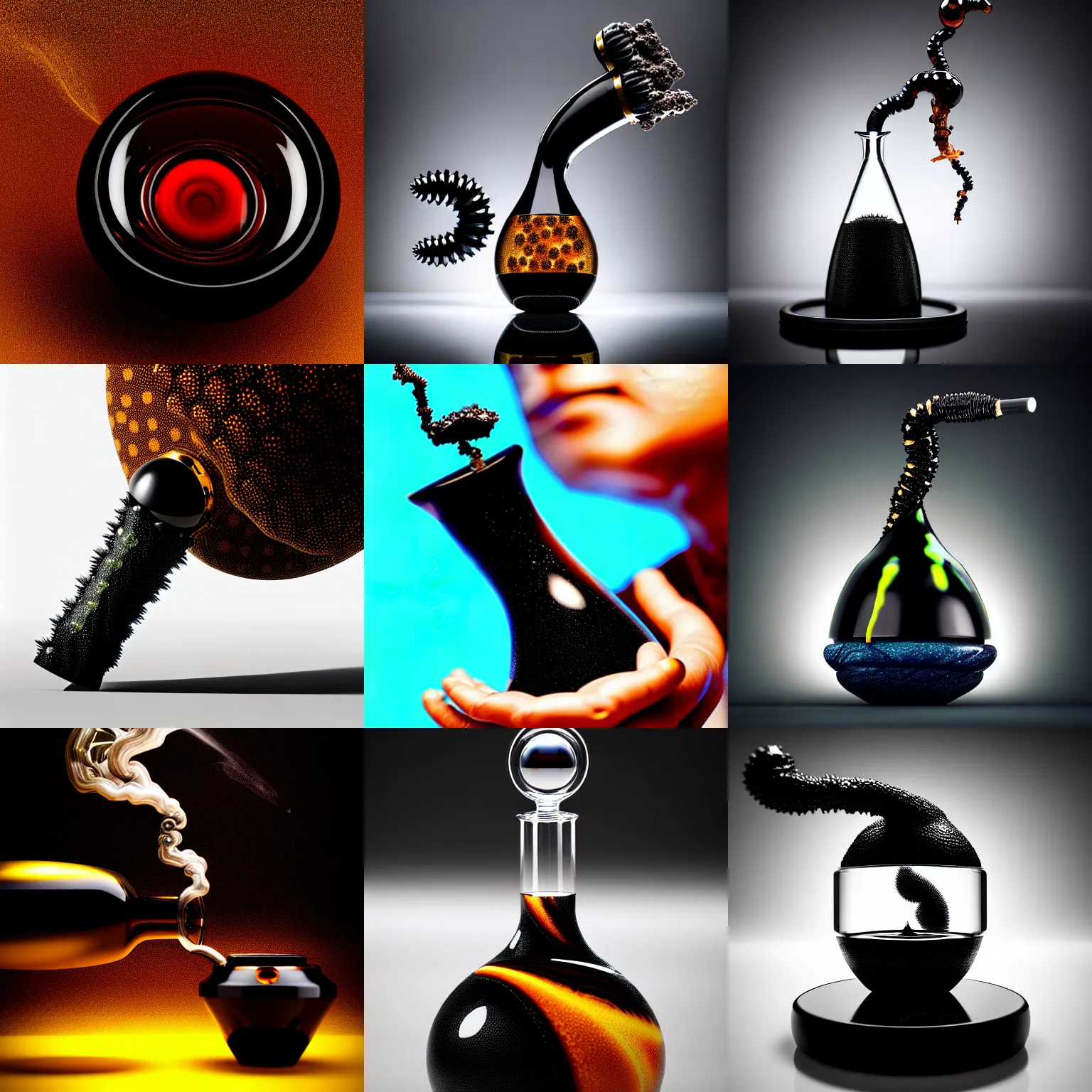 Prompt: smoking ferrofluid galactic obsidian biotech cyborg bonsai milk bong | polished rich elegant smooth iconic, weta disney movie still photo, hi - fructose, sci fi fantasy, golden ratio, octane render, sharp focus, artstation, concept art | dyson, feng zhu, rutkowski, beeple