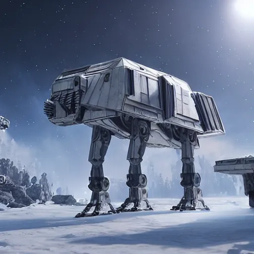 Image similar to a hyperrealistic octane render of a star wars at - at by auguste rodin, unreal engine, 8 k, dramatic lighting, volumetric lighting, hyper detailed, photorealistic