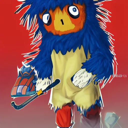 Image similar to anime Portrait of Youppi the Habs Montreal Canadiens Mascot as a very cute powerful and friendly pokemon, highly detailed anime, high evolution, 1990s, legendary, smooth, sharp focus, dynamic lighting, intricate, trending on ArtStation, illustration pokemon, art by WLOP