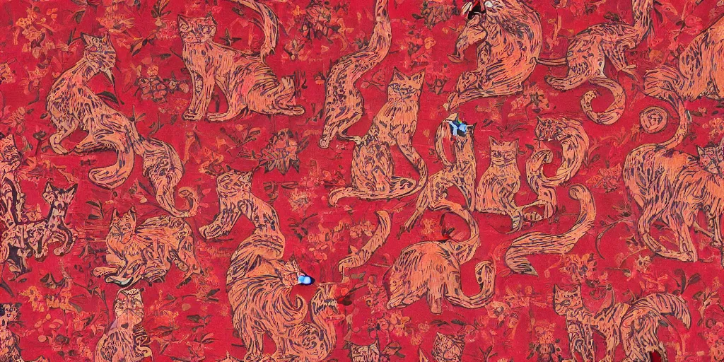 Image similar to tapestry red cat