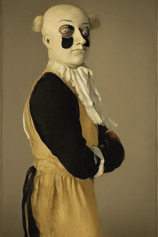 Prompt: realistic portrait of pierrot bolnzes