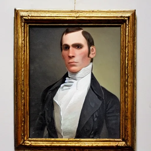 Image similar to An early 1800s oil painting of Jerma985 in the early 1800s, grainy, realistic, very realistic, hyperrealistic, highly detailed, very detailed, extremely detailed, very neat, very epic, very cool, detailed, trending on artstation