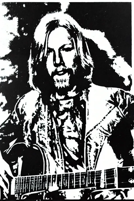 Image similar to duane allman in the style of andy warhol