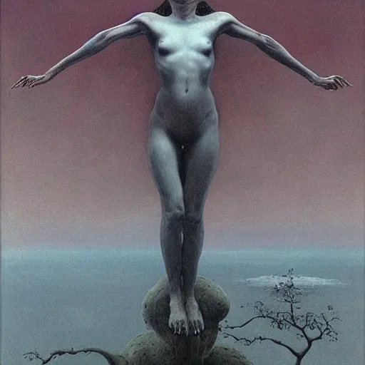 Image similar to an amazing masterpiece of art by gerald brom, Zdzisław Beksiński, ecstasy