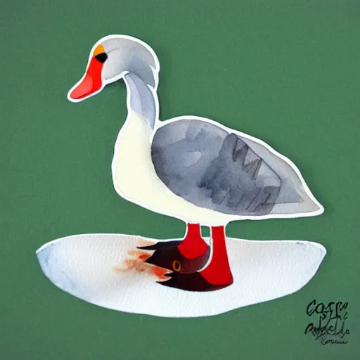 Image similar to cute goose, stylized, full body, watercolour, diecut, sticker