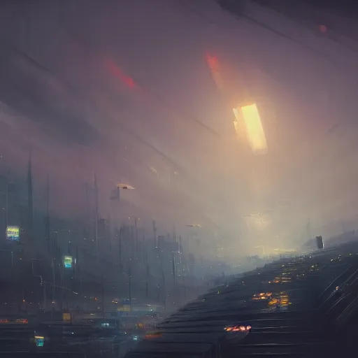 Image similar to the sky above the port was the color of television tuned to a dead channel, neuromancer, painted by greg rutkowski, painted by igor kieryluk, high detail, dramatic light, digital art, trending on artstation