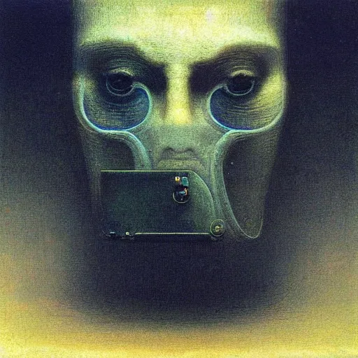 Image similar to “ crt monitor head, beksinski ”