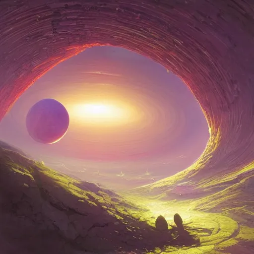 Image similar to sci-fi torus shaped planet, Marc Simonetti and Greg Rutkowski