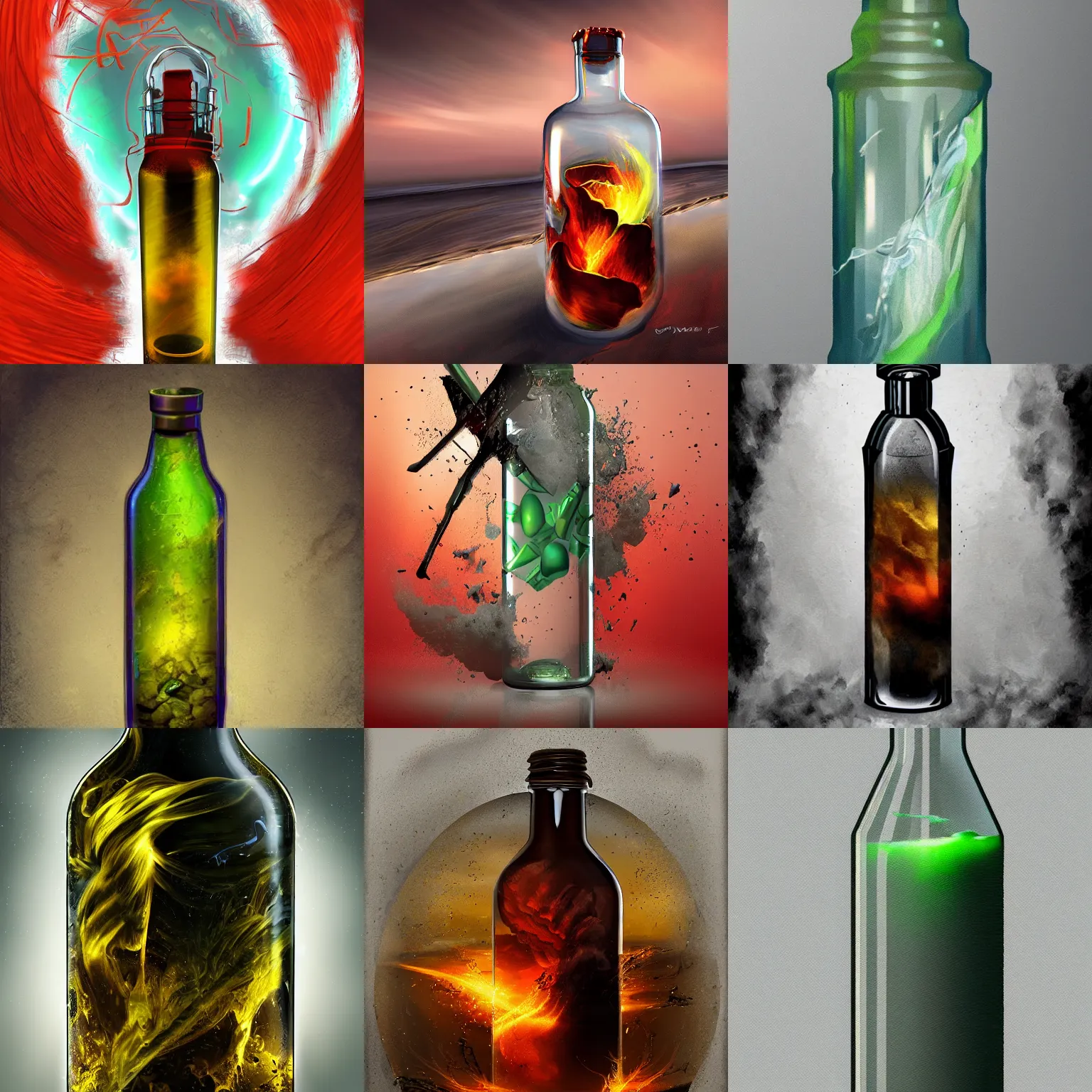 Prompt: tornado in a bottle, digital art, trending on artstation