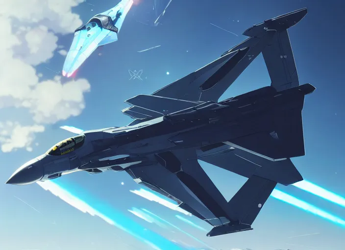 Prompt: portrait of futuristic figther jet, clear sky background, illustration concept art anime key visual trending pixiv fanbox by wlop and greg rutkowski and makoto shinkai and studio ghibli and kyoto animation, dcs world falcon bms, strike eagle geometry, symmetrical, volumetric lighting, transparent black windshield