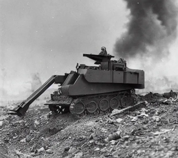 Image similar to a world war 1 photo of killdozer!!, 4 k, high quality, vest pocket kodak model b