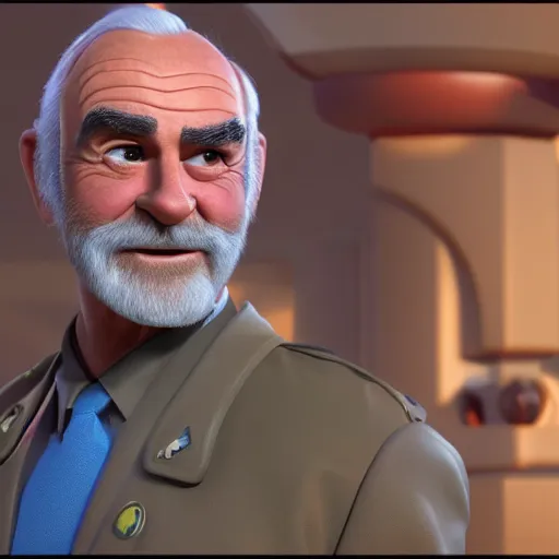 Image similar to sean connery as a pixar disney character from up ( 2 0 0 9 ), unreal engine, octane render, 3 d render, photorealistic