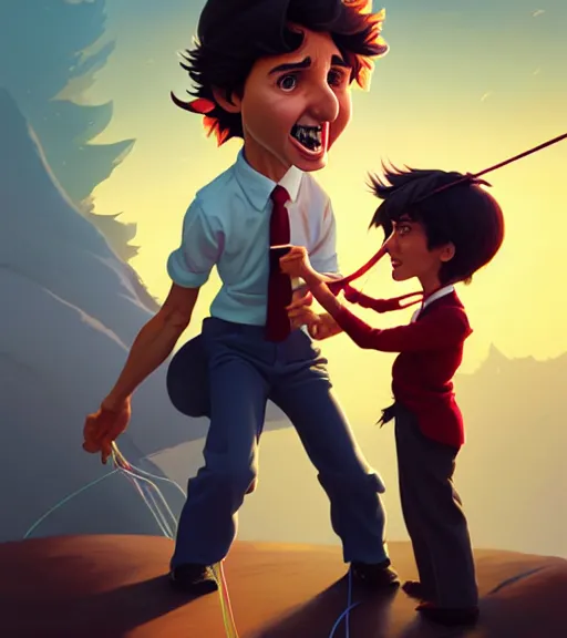 Prompt: justin trudeau as string puppet!, loftis, jesper ejsing, by rhads, makoto shinkai and lois van baarle, ilya kuvshinov, rossdraws, global illumination