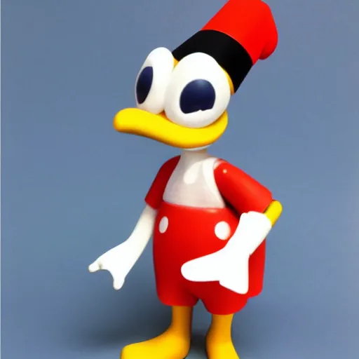 Prompt: alan turing cosplay donald duck, stop motion vinyl action figure, plastic, toy, very reflective, aaron horkey style