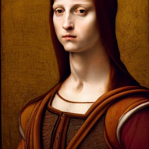 Prompt: a striking hyper real painting of Lucius by da Vinci, pale blond androgynous germanic prince