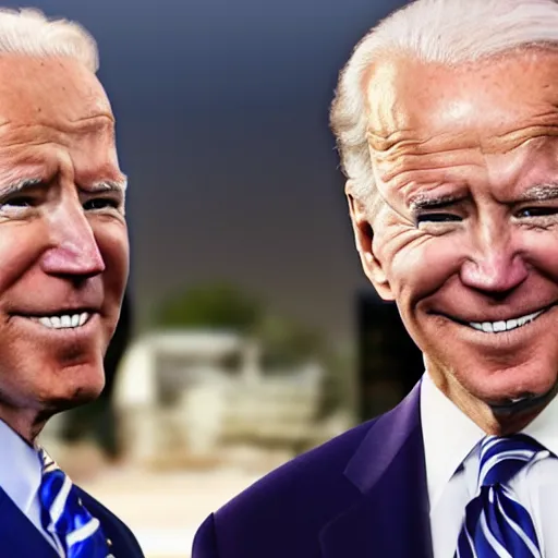 Image similar to A photo of joe biden teams up with a teenage joe biden, perfect faces, 50 mm, award winning photography