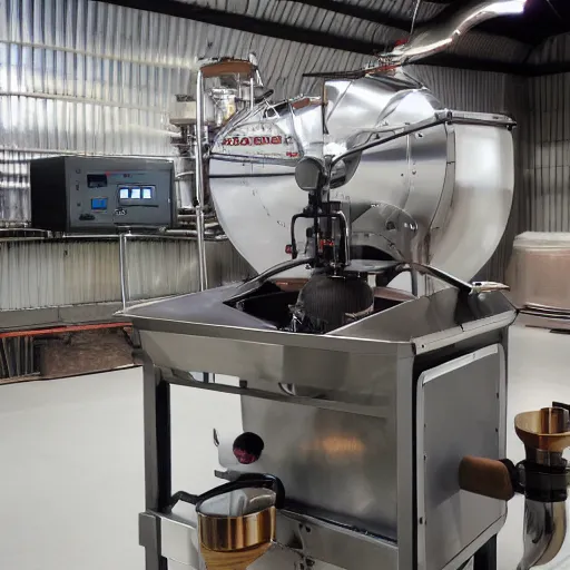 Image similar to coffee roaster machine flying through space