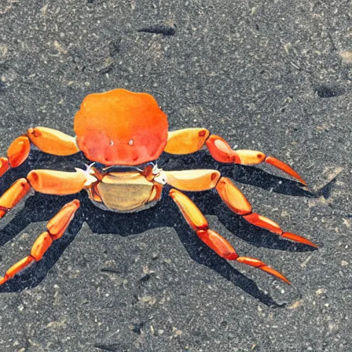 Prompt: a crab riding a bicycle on the beach