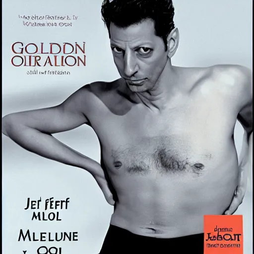 Prompt: jeff goldblum is seductive ian malcom on the cover of a romance novel